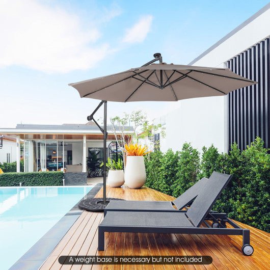 cantilever patio umbrella with solar panel on top 10 Feet 32 LED Lights and Sunneday LLC 1 x 11 x 9 ft Domi Outdoor Living Cantilever Umbrella