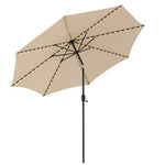  - 10 Feet Patio Umbrella with 112 Solar Lights and Crank Handle - Beige - Outdoor Style Company