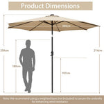  - 10 Feet Patio Umbrella with 112 Solar Lights and Crank Handle - Beige - Outdoor Style Company