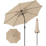  - 10 Feet Patio Umbrella with 112 Solar Lights and Crank Handle - Beige - Outdoor Style Company