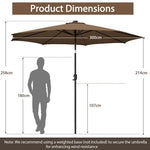  - 10 Feet Patio Umbrella with 112 Solar Lights and Crank Handle - Coffee - Outdoor Style Company