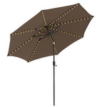  - 10 Feet Patio Umbrella with 112 Solar Lights and Crank Handle - Coffee - Outdoor Style Company