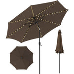  - 10 Feet Patio Umbrella with 112 Solar Lights and Crank Handle - Coffee - Outdoor Style Company