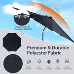  - 10 Feet Patio Umbrella with 112 Solar Lights and Crank Handle - Navy - Outdoor Style Company