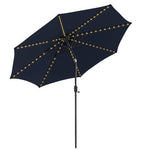  - 10 Feet Patio Umbrella with 112 Solar Lights and Crank Handle - Navy - Outdoor Style Company