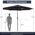  - 10 Feet Patio Umbrella with 112 Solar Lights and Crank Handle - Navy - Outdoor Style Company