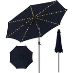  - 10 Feet Patio Umbrella with 112 Solar Lights and Crank Handle - Navy - Outdoor Style Company