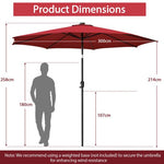  - 10 Feet Patio Umbrella with 112 Solar Lights and Crank Handle - Wine - Outdoor Style Company