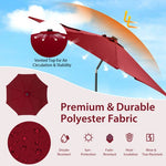  - 10 Feet Patio Umbrella with 112 Solar Lights and Crank Handle - Wine - Outdoor Style Company