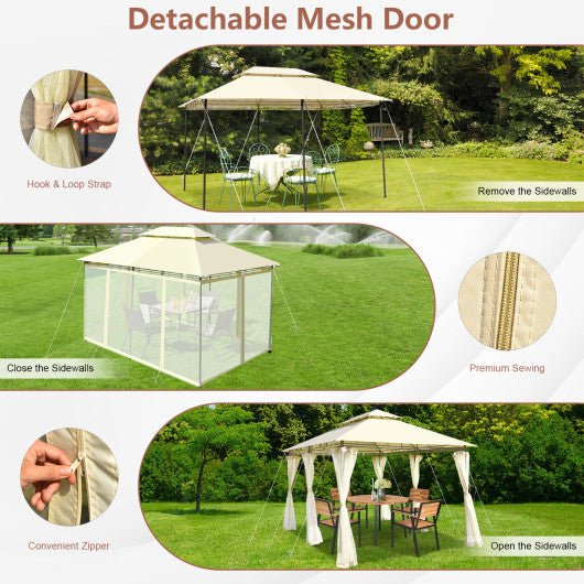  - 10 Feet x 13 Feet Tent Canopy Shelter with Removable Netting Sidewall - Outdoor Style Company