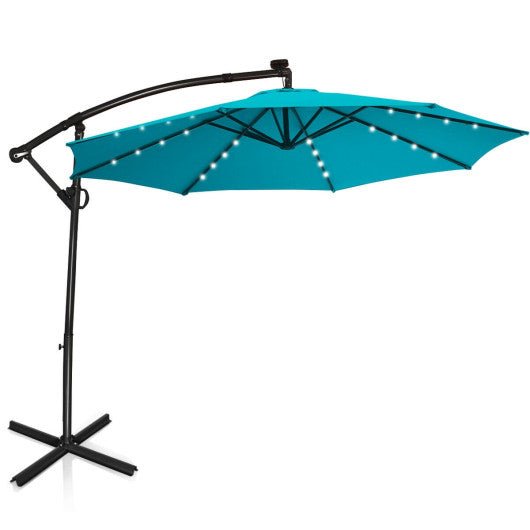 arctic sky 10 offset patio umbrella 10 ft 360° Rotation Solar Powered LED Patio Offset Umbrella without Weight Base