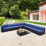  - 10 Piece Outdoor Wicker Conversation Set with Seat and Back Cushions - Outdoor Style Company