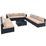  - 10 Piece Outdoor Wicker Conversation Set with Seat and Back Cushions - Outdoor Style Company