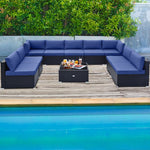  - 10 Piece Outdoor Wicker Conversation Set with Seat and Back Cushions - Outdoor Style Company