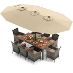  - 10 Pieces Patio Wicker Dining Set with 15 Feet Double - Sided Patio Umbrella - Outdoor Style Company