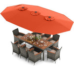  - 10 Pieces Patio Wicker Dining Set with 15 Feet Double - Sided Patio Umbrella - Outdoor Style Company