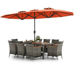  - 10 Pieces Patio Wicker Dining Set with 15 Feet Double - Sided Patio Umbrella - Outdoor Style Company