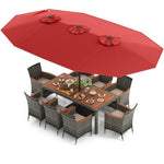  - 10 Pieces Patio Wicker Dining Set with 15 Feet Double - Sided Patio Umbrella - Outdoor Style Company