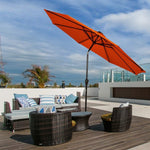  - 10' Solar LED Lighted Patio Market Umbrella Shade Tilt Adjustment Crank - Orange - Outdoor Style Company