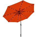  - 10' Solar LED Lighted Patio Market Umbrella Shade Tilt Adjustment Crank - Orange - Outdoor Style Company