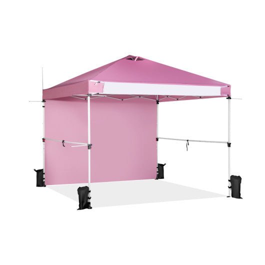  - 10 x 10 Feet Foldable Commercial Pop - up Canopy with Roller Bag and Banner Strip - Outdoor Style Company