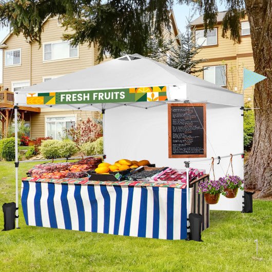  - 10 x 10 Feet Foldable Commercial Pop - up Canopy with Roller Bag and Banner Strip - Outdoor Style Company