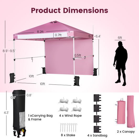  - 10 x 10 Feet Foldable Commercial Pop - up Canopy with Roller Bag and Banner Strip - Outdoor Style Company