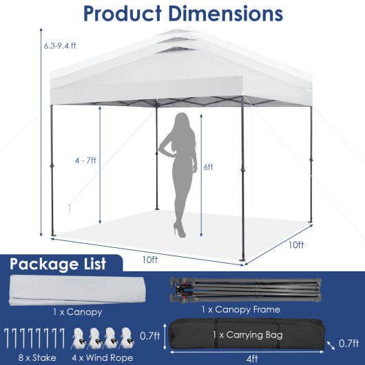  - 10 x 10 Feet Foldable Outdoor Instant Pop - up Canopy with Carry Bag - Outdoor Style Company