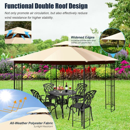  - 10 x 10 Feet L - Shaped Patio Canopy Gazebo Outdoor 2 - Tier Steel Tent - Outdoor Style Company