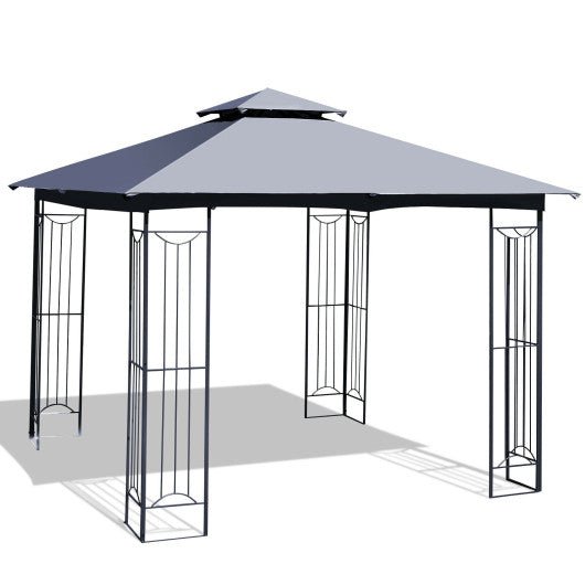  - 10 x 10 Feet L - Shaped Patio Canopy Gazebo Outdoor 2 - Tier Steel Tent - Outdoor Style Company