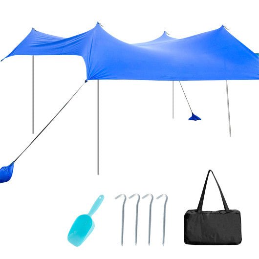  - 10 x 10 Feet Large Beach Sunshade Beach Tent Canopy with Sandbags - Blue - Outdoor Style Company