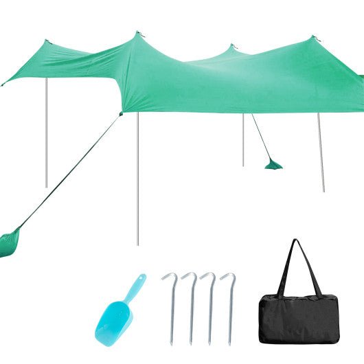  - 10 x 10 Feet Large Beach Sunshade Beach Tent Canopy with Sandbags - Green - Outdoor Style Company