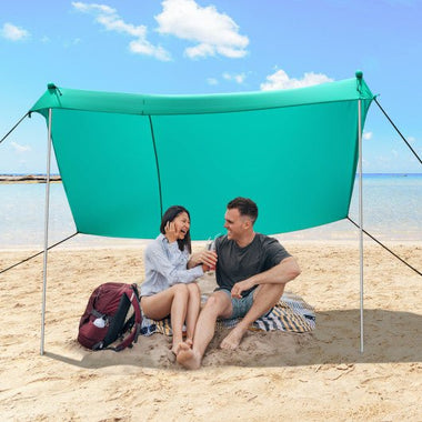  - 10 x 10 Feet Large Beach Sunshade Beach Tent Canopy with Sandbags - Green - Outdoor Style Company