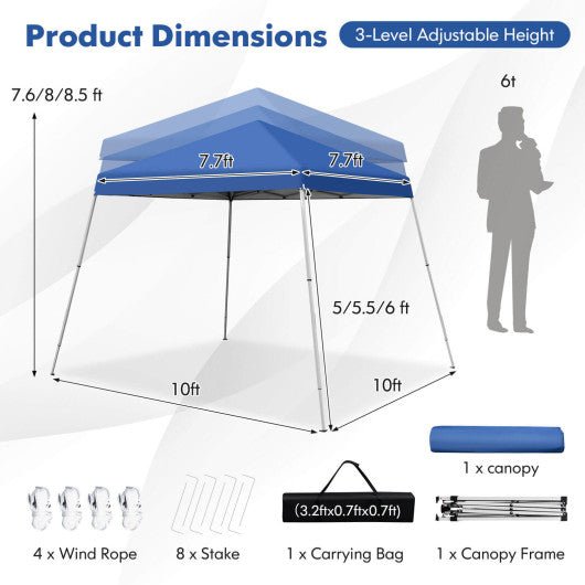  - 10 x 10 Feet Outdoor Instant Pop - up Canopy with Carrying Bag - Outdoor Style Company