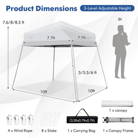  - 10 x 10 Feet Outdoor Instant Pop - up Canopy with Carrying Bag - Outdoor Style Company