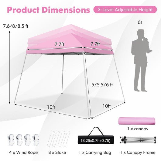  - 10 x 10 Feet Outdoor Instant Pop - up Canopy with Carrying Bag - Outdoor Style Company