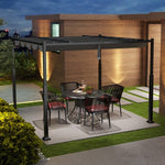  - 10 x 10 Feet Outdoor Pergola with Retractable Canopy and Metal Columns - Gray - Outdoor Style Company