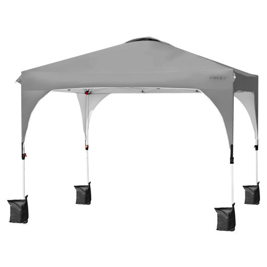  - 10 x 10 Feet Outdoor Pop - up Camping Canopy Tent with Roller Bag - Gray - Outdoor Style Company