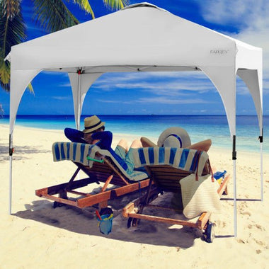  - 10 x 10 Feet Outdoor Pop - up Camping Canopy Tent with Roller Bag - White - Outdoor Style Company