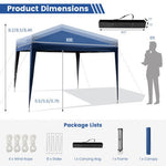  - 10 x 10 Feet Outdoor Pop - up Patio Canopy for Beach and Camp - Blue - Outdoor Style Company