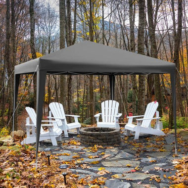  - 10 x 10 Feet Outdoor Pop - up Patio Canopy for Beach and Camp - Gray - Outdoor Style Company