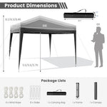  - 10 x 10 Feet Outdoor Pop - up Patio Canopy for Beach and Camp - Gray - Outdoor Style Company