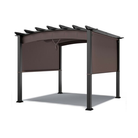  - 10 x 10 Feet Outdoor Retractable Pergola with Adjustable Sliding Sun Shade Canopy - Outdoor Style Company