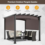  - 10 x 10 Feet Outdoor Retractable Pergola with Adjustable Sliding Sun Shade Canopy - Outdoor Style Company