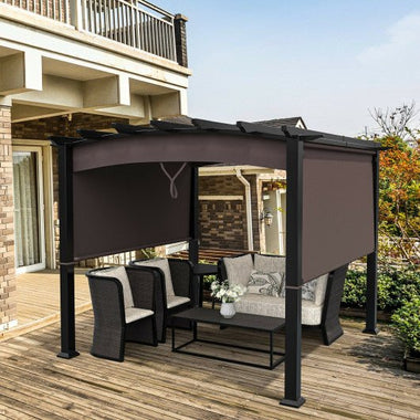  - 10 x 10 Feet Outdoor Retractable Pergola with Adjustable Sliding Sun Shade Canopy - Outdoor Style Company