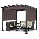  - 10 x 10 Feet Outdoor Retractable Pergola with Adjustable Sliding Sun Shade Canopy - Outdoor Style Company