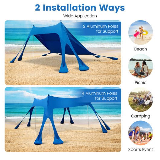  - 10 x 10 Feet Outdoor Sunshade Beach Canopy Tent for Camping - Blue - Outdoor Style Company