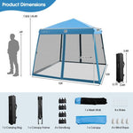  - 10 x 10 Feet Pop Up Canopy with with Mesh Sidewalls and Roller Bag - Blue - Outdoor Style Company