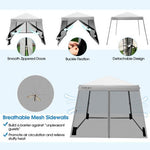  - 10 x 10 Feet Pop Up Canopy with with Mesh Sidewalls and Roller Bag - Gray - Outdoor Style Company