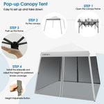  - 10 x 10 Feet Pop Up Canopy with with Mesh Sidewalls and Roller Bag - White - Outdoor Style Company